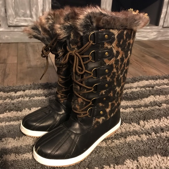 cheetah print snow boots
